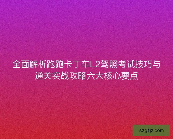 全面解析跑跑卡丁车L2驾照考试技巧与通关实战攻略六大核心要点